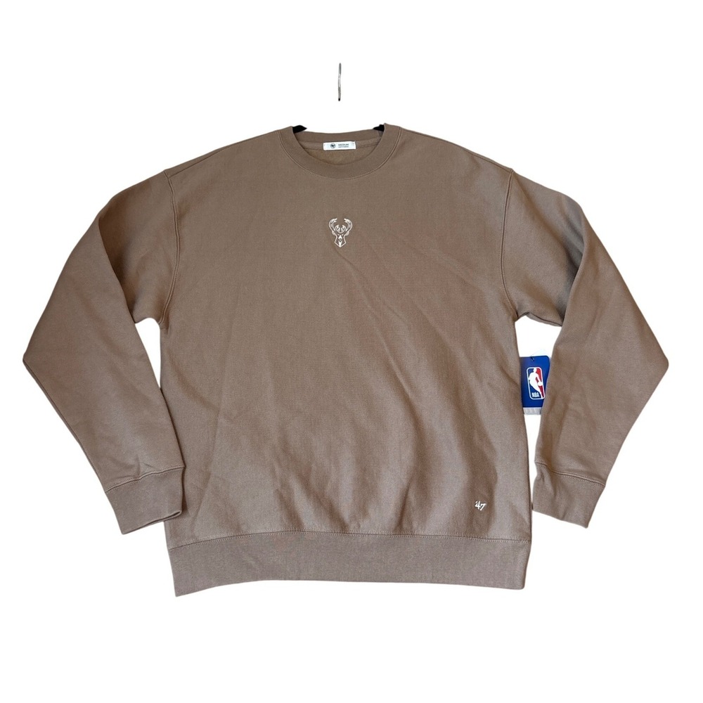 47 Brand Milwaukee Bucks Sweatshirt Women Tan NWT Crewneck SIZE Medium